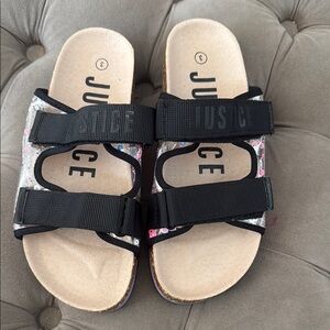 Justice Kids' Black and Pink Sandals
